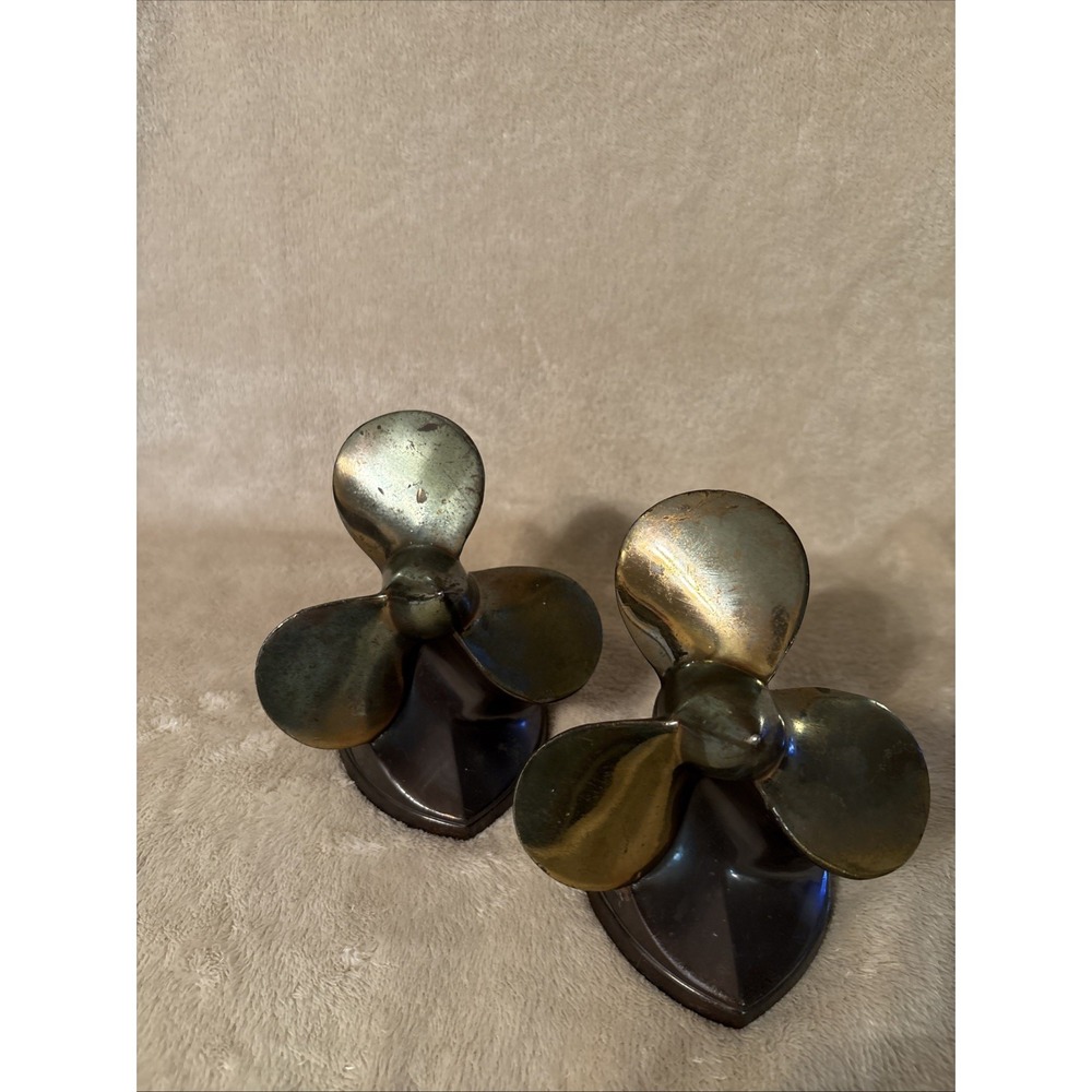 Vintage Set Of 2 Philadelphia Metal Co PMC Boat Propeller Metal Bookends